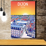 Dijon France Art Sunset Art Print ,City Art Print, Large Canvas, Canvas Print Wall Art Home Decor