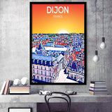 Dijon France Art Sunset Art Print, City Art Print, Framed Art Print Wall Art Home Decor, Framed Picture