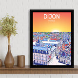 Dijon France Art Sunset Art Print, Large Canvas, Framed Canvas Print Wall Art Home Decor, Floating Frame