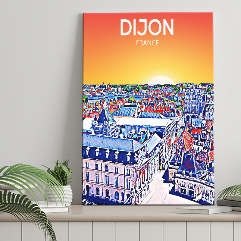Dijon France Art Sunset Art Print ,City Art Print, Large Canvas, Canvas Print Wall Art Home Decor