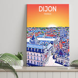 Dijon France Art Sunset Art Print ,City Art Print, Large Canvas, Canvas Print Wall Art Home Decor
