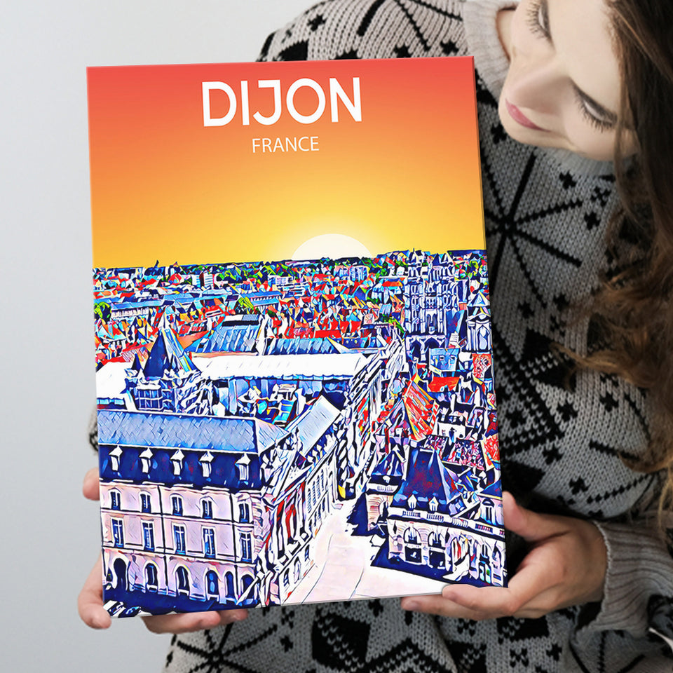 Dijon France Art Sunset Art Print ,City Art Print, Large Canvas, Canvas Print Wall Art Home Decor