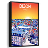 Dijon France Art Sunset Art Print, Large Canvas, Framed Canvas Print Wall Art Home Decor, Floating Frame