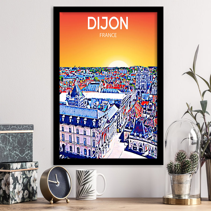 Dijon France Art Sunset Art Print, City Art Print, Framed Art Print Wall Art Home Decor, Framed Picture