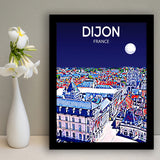Dijon France Art Night Art Print, City Art Print, Framed Art Print Wall Art Home Decor, Framed Picture