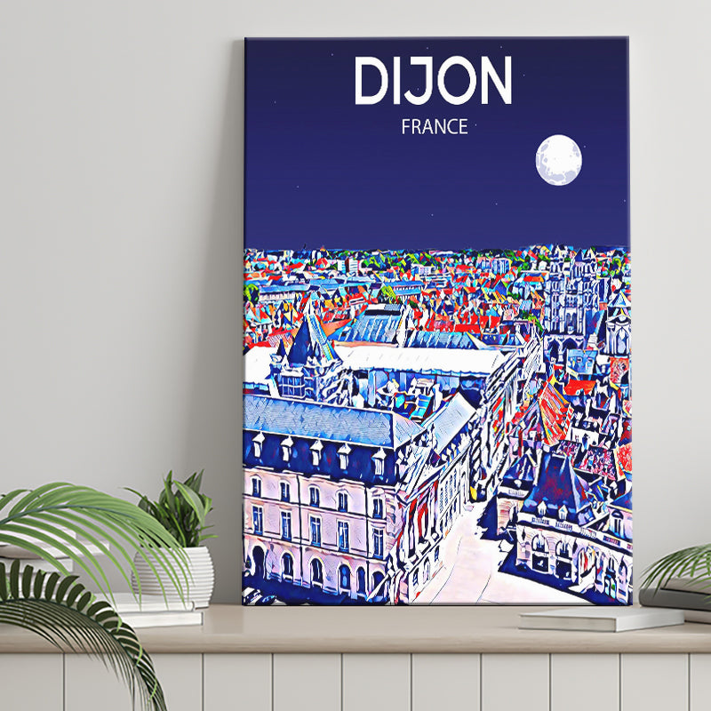 Dijon France Art Night Art Print ,City Art Print, Large Canvas, Canvas Print Wall Art Home Decor