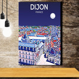 Dijon France Art Night Art Print ,City Art Print, Large Canvas, Canvas Print Wall Art Home Decor