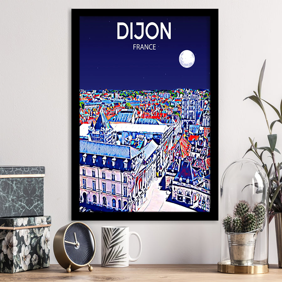 Dijon France Art Night Art Print, City Art Print, Framed Art Print Wall Art Home Decor, Framed Picture