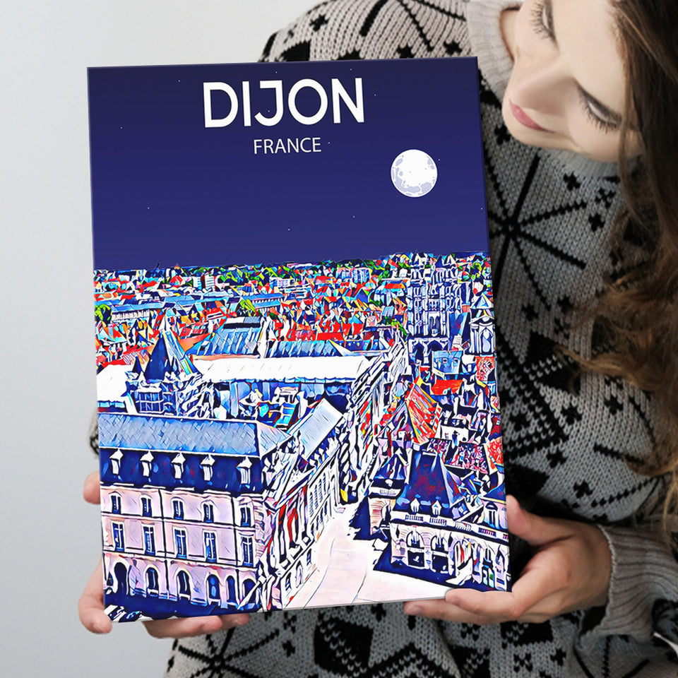 Dijon France Art Night Art Print ,City Art Print, Large Canvas, Canvas Print Wall Art Home Decor