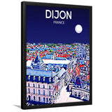 Dijon France Art Night Art Print, City Art Print, Framed Art Print Wall Art Home Decor, Framed Picture
