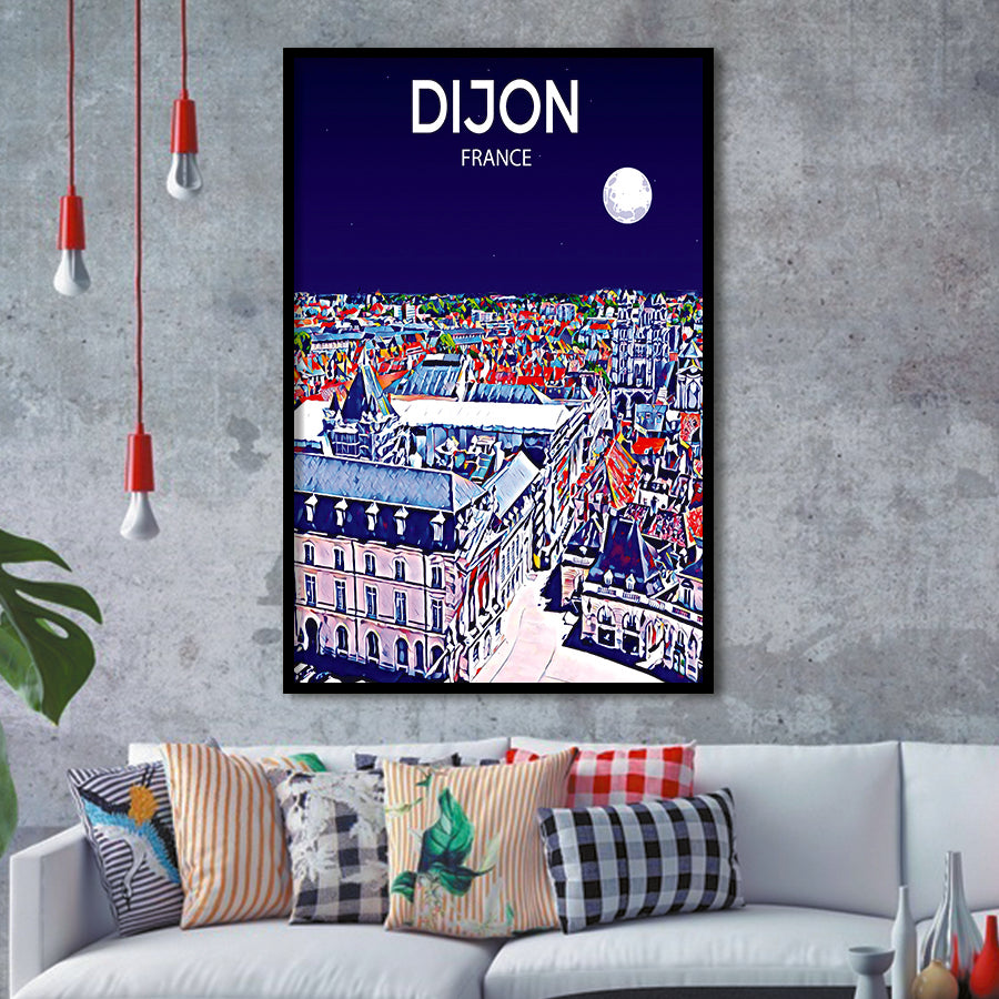Dijon France Art Night Art Print, City Art Print, Framed Art Print Wall Art Home Decor, Framed Picture