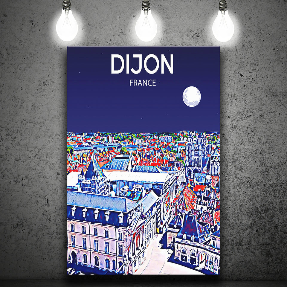 Dijon France Art Night Art Print ,City Art Print, Large Canvas, Canvas Print Wall Art Home Decor