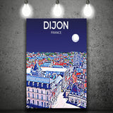 Dijon France Art Night Art Print ,City Art Print, Large Canvas, Canvas Print Wall Art Home Decor