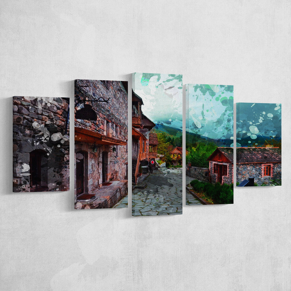 Dilijan Downtown Armenia 5 Pieces Canvas Prints Wall Art Decor - Painting Canvas, Mixed Canvas, Multi Panels