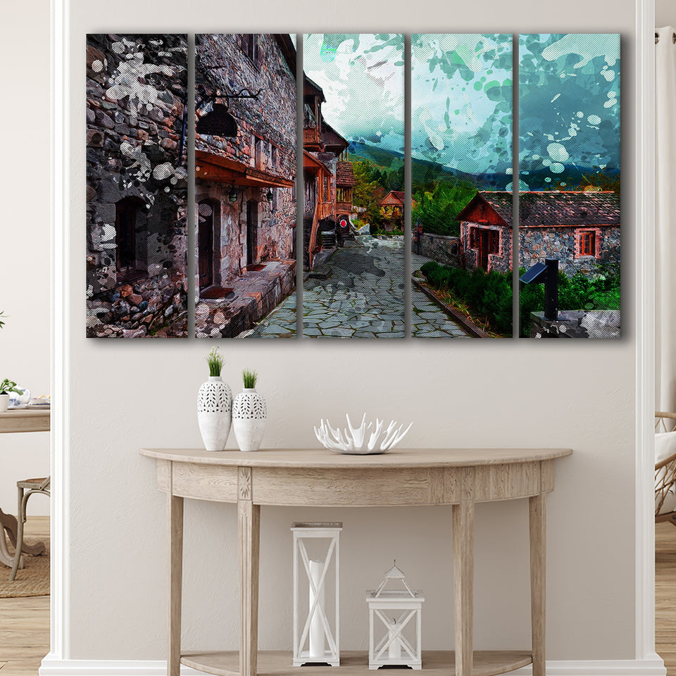 Dilijan Downtown Armenia 5 Piece B Canvas Prints Wall Art Decor, Multi Panels,Large Canvas, Home Decor