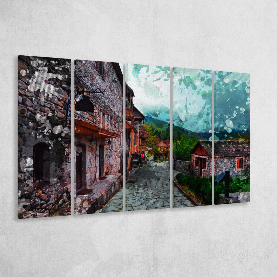 Dilijan Downtown Armenia 5 Piece B Canvas Prints Wall Art Decor, Multi Panels,Large Canvas, Home Decor