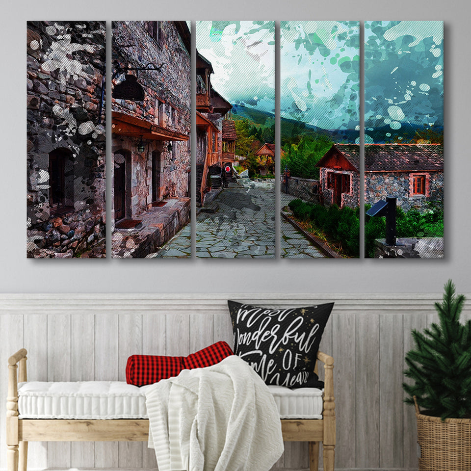 Dilijan Downtown Armenia 5 Piece B Canvas Prints Wall Art Decor, Multi Panels,Large Canvas, Home Decor