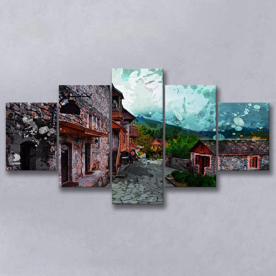 Dilijan Downtown Armenia 5 Pieces Canvas Prints Wall Art Decor - Painting Canvas, Mixed Canvas, Multi Panels