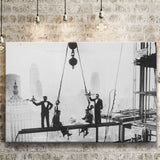 Dining On A Nyc Skyscraper Black And White Print, Canvas Prints Wall Art Home Decor