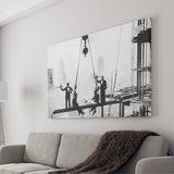 Dining On A Nyc Skyscraper Black And White Print, Canvas Prints Wall Art Home Decor