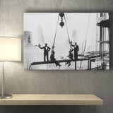 Dining On A Nyc Skyscraper Black And White Print, Canvas Prints Wall Art Home Decor