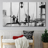 Dining On A Nyc Skyscraper Black And White Print, Larger Canvas Art, 5 Piece Canvas Prints Wall Art Decor