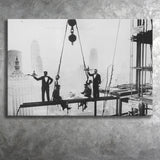 Dining On A Nyc Skyscraper Black And White Print, Canvas Prints Wall Art Home Decor
