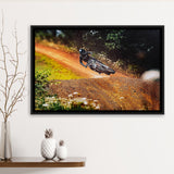 Dirt Bike Canvas Art, Motocross Framed Canvas Prints Wall Art Decor, Black Floating Frame