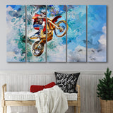 Dirt Bike Jump 5 Piece B Canvas Prints Wall Art Decor, Multi Panels,Large Canvas, Home Decor