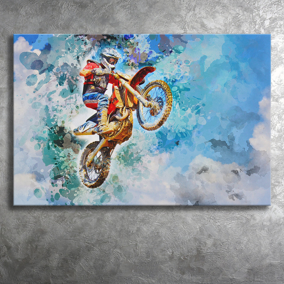 Dirt Bike Jump Canvas Prints Wall Art Decor - Painting Canvas, Art Print, Home Decor, Ready to Hang