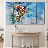 Dirt Bike Jump 5 Piece B Canvas Prints Wall Art Decor, Multi Panels,Large Canvas, Home Decor