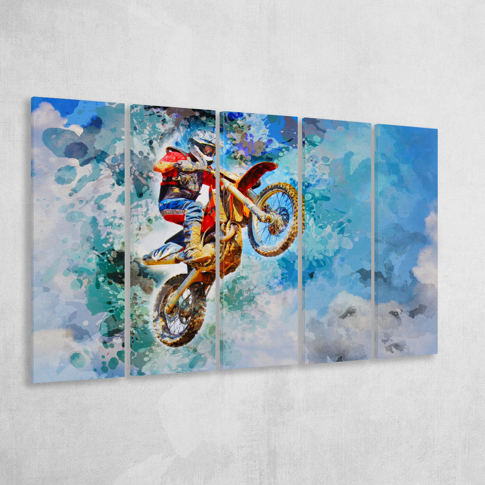 Dirt Bike Jump 5 Piece B Canvas Prints Wall Art Decor, Multi Panels,Large Canvas, Home Decor
