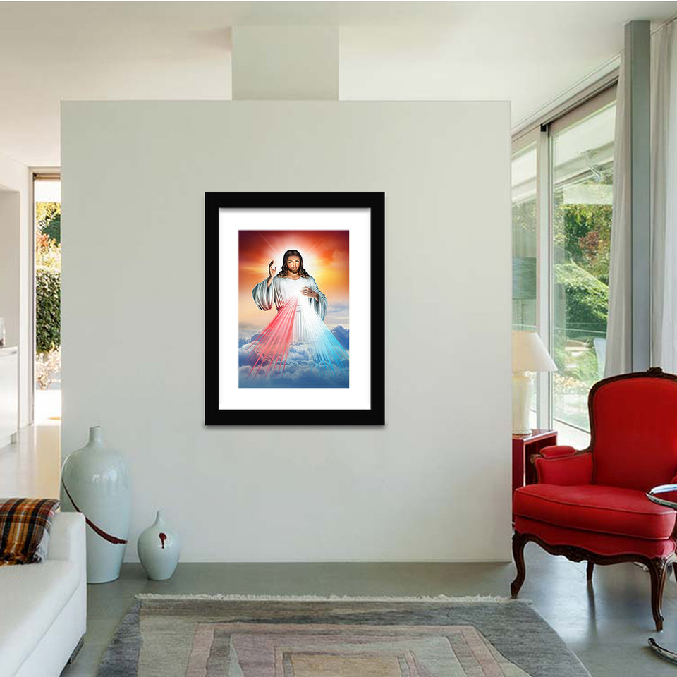 Divine Mercy ofJesust - Framed Prints, Painting Art, Art Print, Framed Art, Black Frame