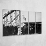 Diving Horse Black And White Print, Vintage Horse Diving Photo Larger Canvas Art, 5 Piece Canvas Prints Wall Art Decor
