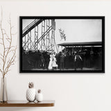 Diving Horse Black And White Print, Vintage Horse Diving Photo Framed Canvas Prints Wall Art Home Decor,Floating Frame