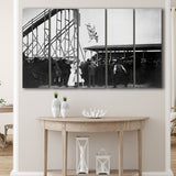 Diving Horse Black And White Print, Vintage Horse Diving Photo Larger Canvas Art, 5 Piece Canvas Prints Wall Art Decor