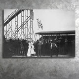Diving Horse Black And White Print, Vintage Horse Diving Photo Canvas Prints Wall Art Home Decor