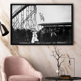 Diving Horse Black And White Print, Vintage Horse Diving Photo Framed Canvas Prints Wall Art Home Decor,Floating Frame
