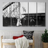 Diving Horse Black And White Print, Vintage Horse Diving Photo Larger Canvas Art, 5 Piece Canvas Prints Wall Art Decor