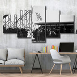 Diving Horse Black And White Print, Vintage Horse Diving Photo 5 Panels, Canvas Prints Wall Art Decor, Large Canvas Art