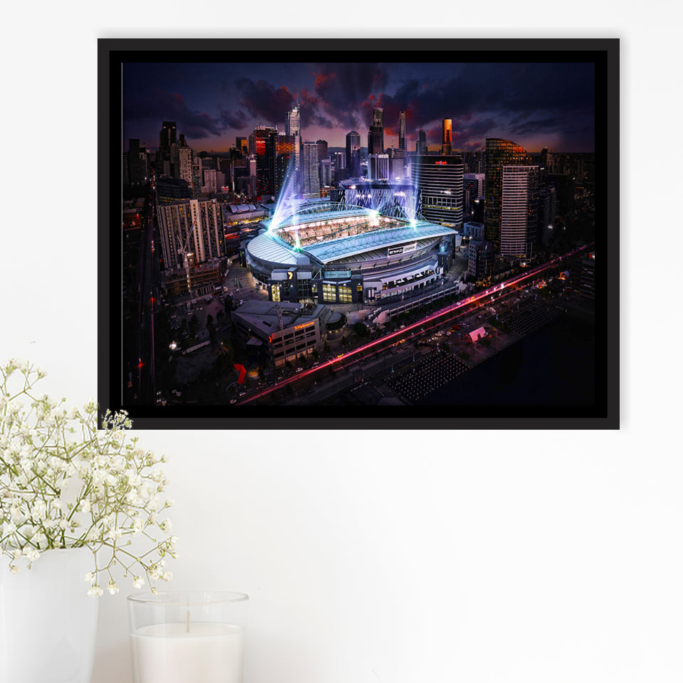 Docklands Stadium,Nightscapes, Melbourne Framed Canvas Prints Wall Art - Painting Canvas, Wall Decor,Floating Frame