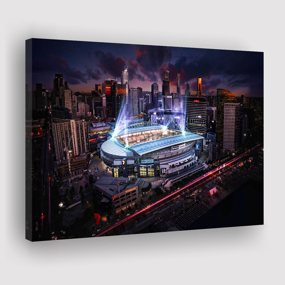 Docklands Stadium,Nightscapes, Melbourne Canvas Prints Wall Art - Painting Canvas, Wall Decor, Fan Gift, Art Prints