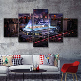 Docklands Stadium,Nightscapes, Melbourne 5 Pieces Canvas Prints Wall Art - Painting Canvas, Multi Panel, Fan Gift