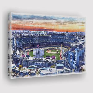 Dodger Stadium Los Angeles Dodgers Watercolor, Sport Art Prints Fan Gift, Canvas Prints Wall Art Decor