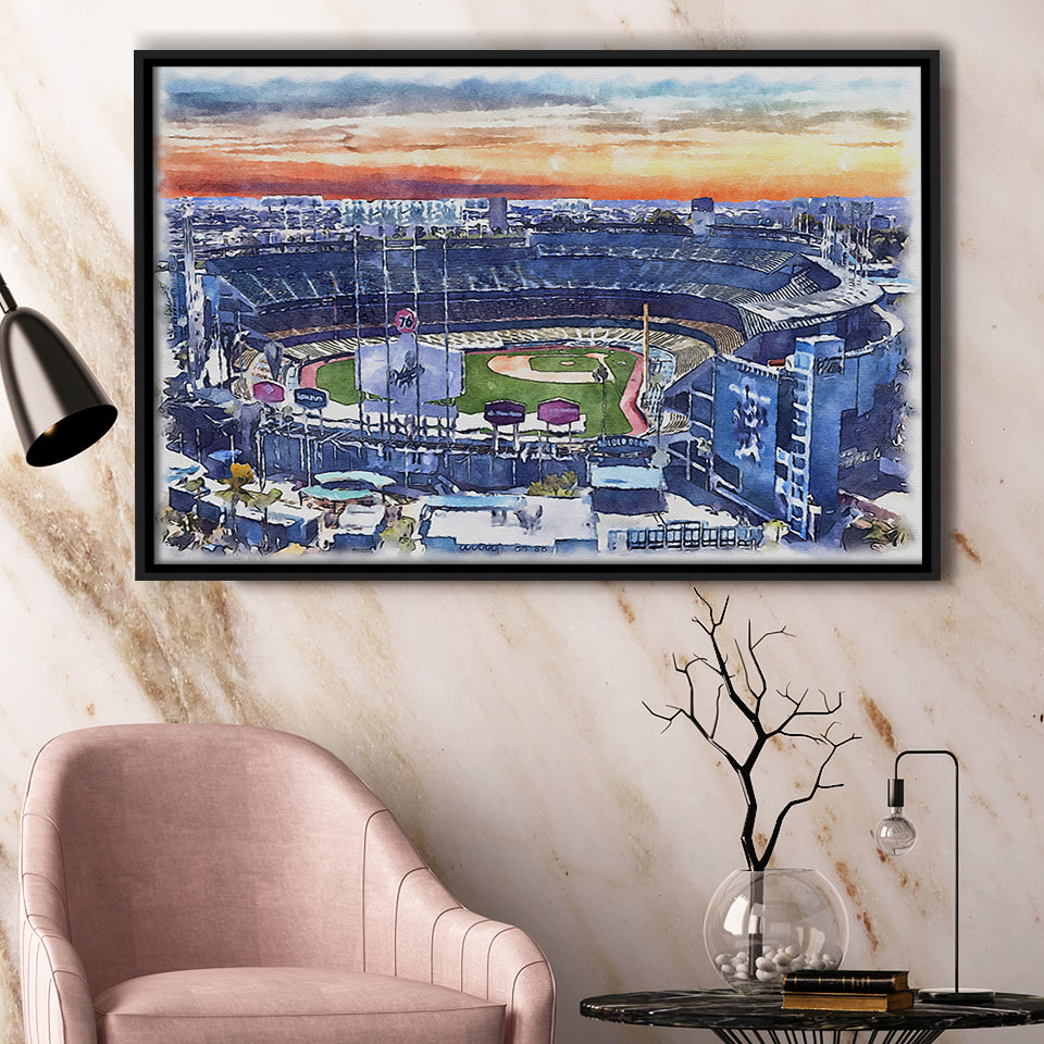  Los Angeles Dodger Stadium Black Float Frame Canvas