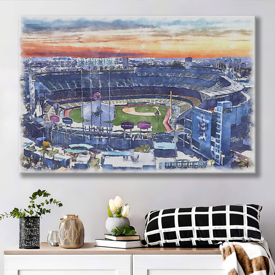 Dodger Stadium Los Angeles Dodgers Watercolor, Sport Art Prints Fan Gift, Canvas Prints Wall Art Decor