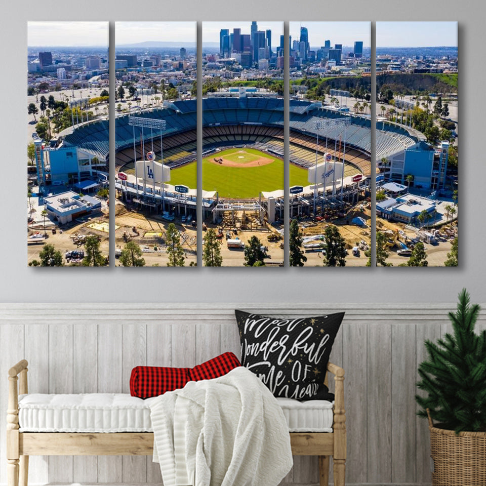 Dodger Stadium Canvas, LA Skyline Printed on Canvas, Los Angeles