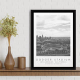 Dodger Stadium La Dodgers Baseball Lovers Black And White Art Framed Canvas Prints Wall Art Home Decor, Floating Frame