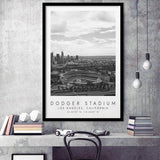 Dodger Stadium La Dodgers Baseball Lovers Black And White Art Framed Art Prints Wall Art Decor, Framed Picture