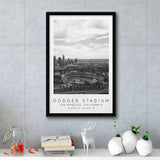 Dodger Stadium La Dodgers Baseball Lovers Black And White Art Framed Canvas Prints Wall Art Home Decor, Floating Frame
